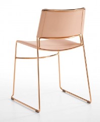 Стул из стали на полозьях в коже Midj Slim