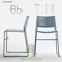 Стул из стали на полозьях в коже Midj Slim