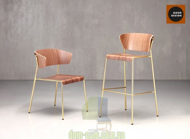 Стул с подлокотниками на металлическом каркасе SCAB Design Lisa Wood 2850