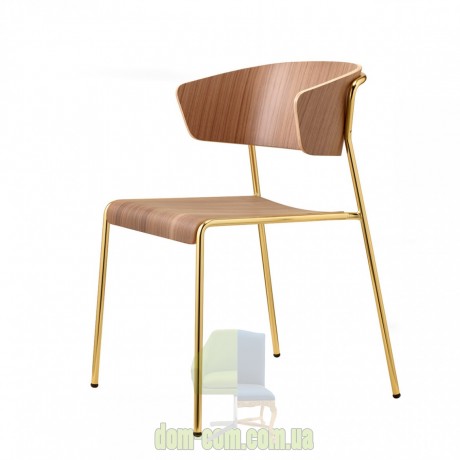 Стул с подлокотниками на металлическом каркасе SCAB Design Lisa Wood 2850