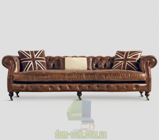 Винтажный диван из состаренной кожи Dialma brown DB002313 