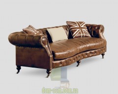 Винтажный диван из состаренной кожи Dialma brown DB002313 