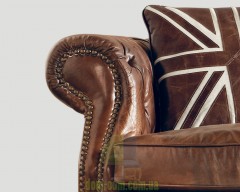 Винтажный диван из состаренной кожи Dialma brown DB002313 