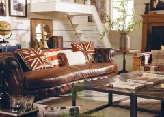 Винтажный диван из состаренной кожи Dialma brown DB002313 