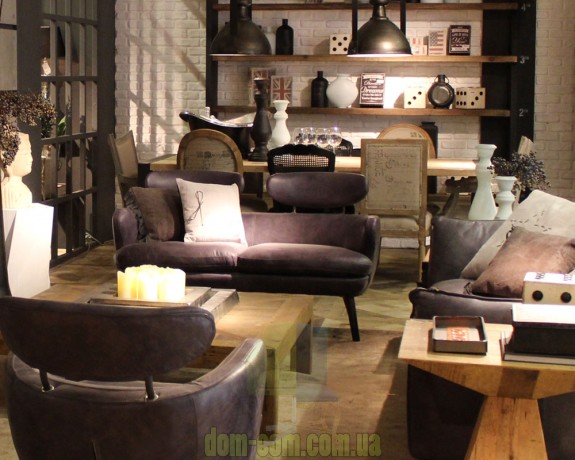 Винтажный диван с подголовниками Dialma brown DB004918