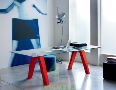 Большой стол с прозрачной столешницей Bontempi casa Aron 