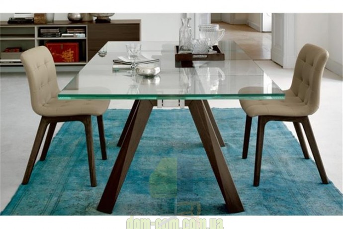 Большой стол с прозрачной столешницей Bontempi casa Aron 