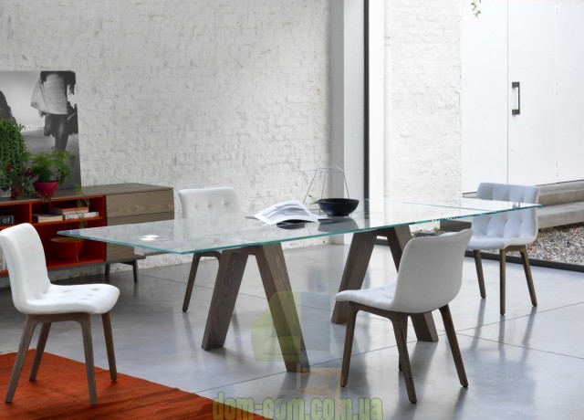 Большой стол с прозрачной столешницей Bontempi casa Aron 