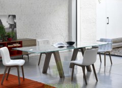 Большой стол с прозрачной столешницей Bontempi casa Aron 