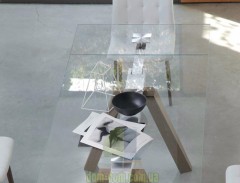 Большой стол с прозрачной столешницей Bontempi casa Aron 