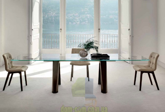 Большой стол с прозрачной столешницей Bontempi casa Aron 