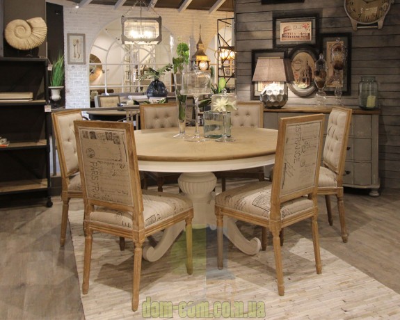 Большой круглый деревянный стол прованс Dialma Brown DB004857 DB004858