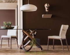 Большой стол на красивой деревянной ноге Cattelan Carioca