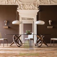 Большой стол на красивой деревянной ноге Cattelan Carioca