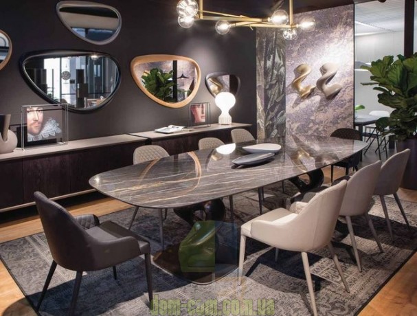 Большой дизайнерский стол на скульптурной ноге Ozzio Italia Liquid Big