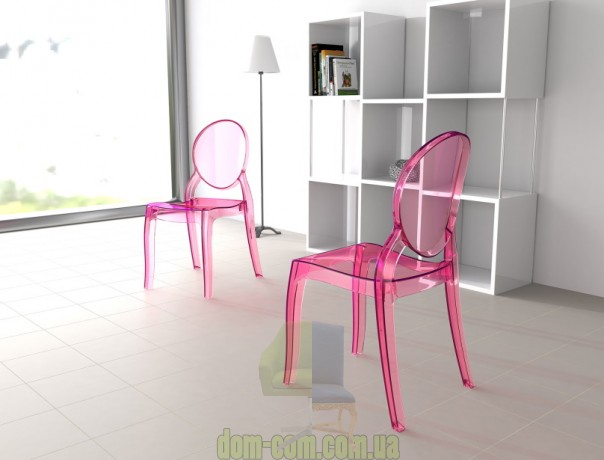 Прозрачный стул с круглой спинкой Elizabeth Siesta 034 розовый прозрачный