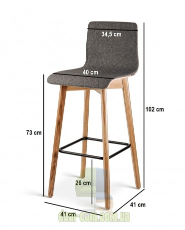 Барный стул на дубовом каркасе Delta Luka RW графит