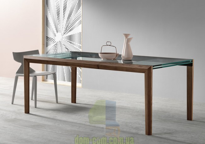 Деревянный обеденный стол с прозрачной столешницей Tonelli Design Lapsus