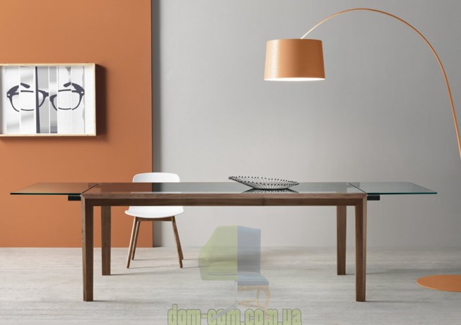 Деревянный обеденный стол с прозрачной столешницей Tonelli Design Lapsus