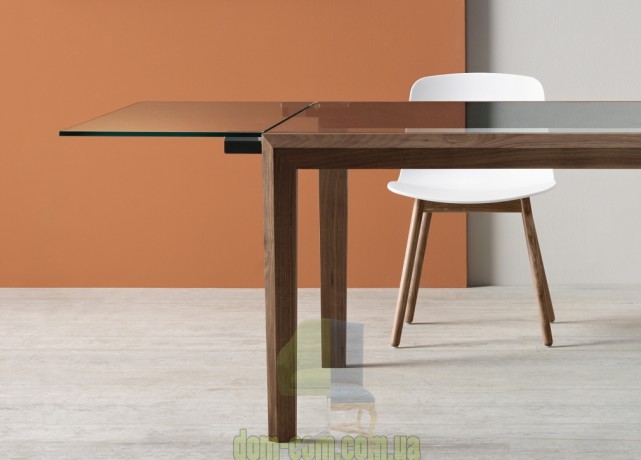 Деревянный обеденный стол с прозрачной столешницей Tonelli Design Lapsus