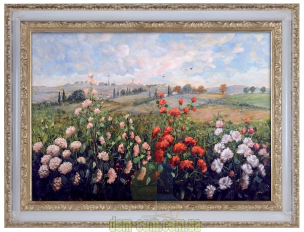 Картина маслом в раме Итальянский цветочный пейзаж Turri Paolo Barj Buzzoni