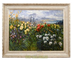 Картина маслом в раме Итальянский цветочный пейзаж Turri Paolo Barj Buzzoni